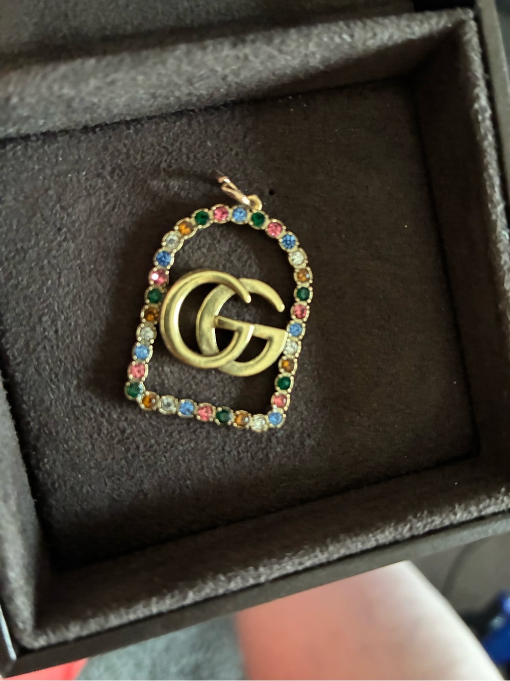 Gucci Gold Double-G Multicolor Crystal Arch Pendant